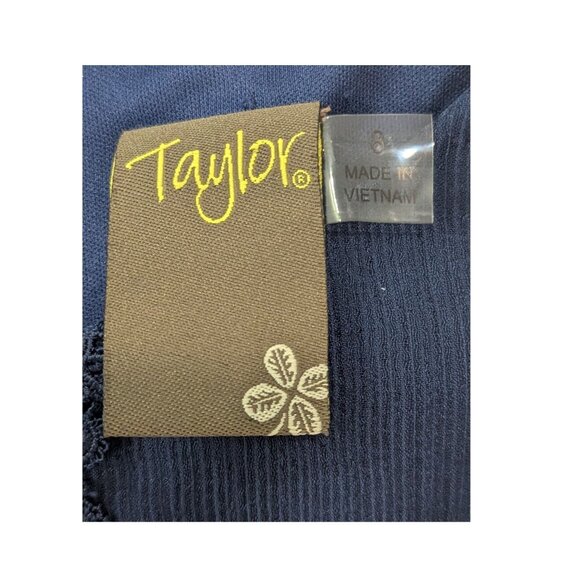 Taylor Navy Blue Lace Chiffon Midi Dress Size 8 Wedding Guest - Picture 4 of 5